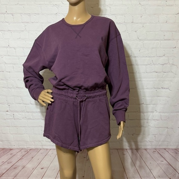 FREE PEOPLE “Best of Romper” women’s Shortsie jumpsuit Long sleeves Purple nwt - Picture 5 of 16